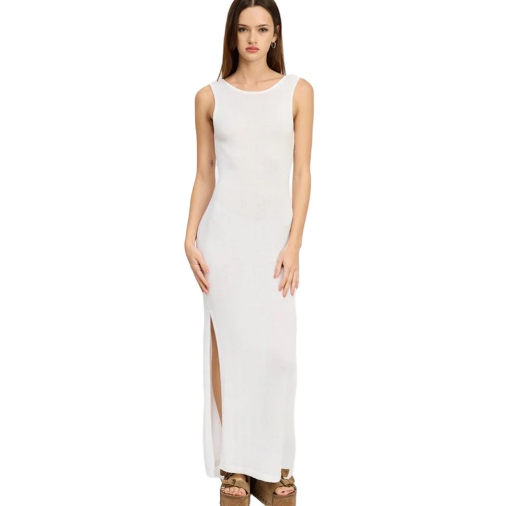 Emory Park Crochet With Back Tie Detail Slit Crochet Dress